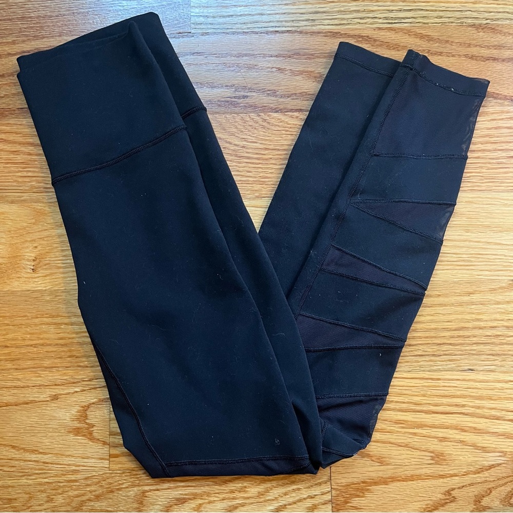 Ivivva black leggings with mesh detailing size 10